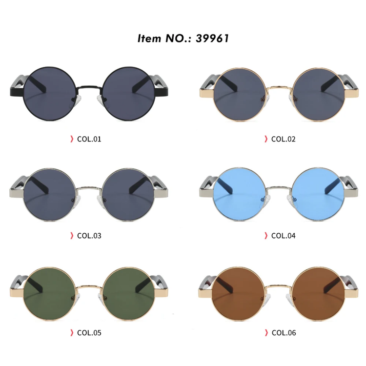 Jet Unisex Retro Round Metal Frame UV400 Sunglasses