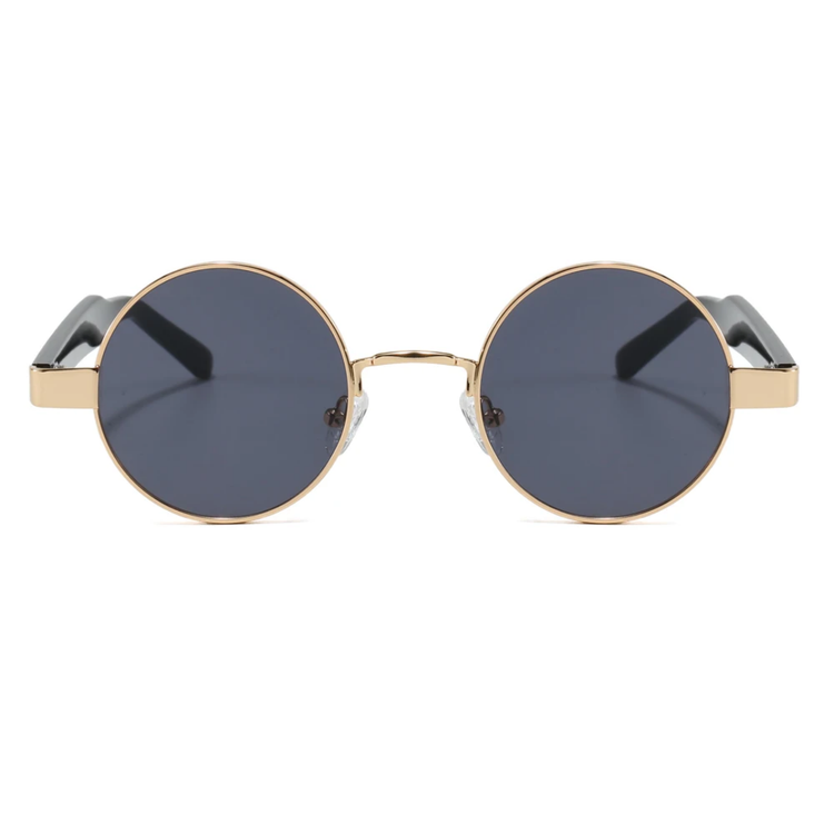 Jet Unisex Retro Round Metal Frame UV400 Sunglasses
