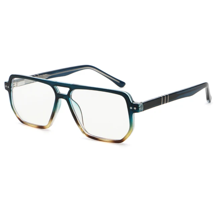 Tess Unisex Anti-Blue Light Double Bridge Oversized Square Frame Glasses