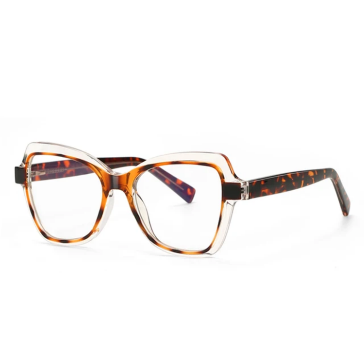 Havana Womens Color Blocked Cat-Eye Anti Blue Light Glasses