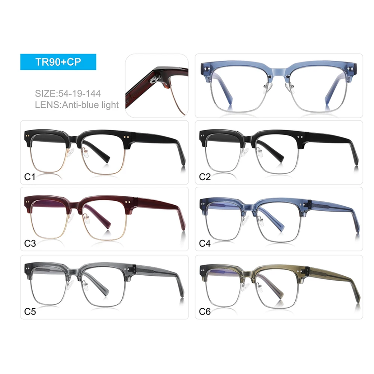 Isla Unisex Half-Rim Square Cat Eye Frame Anti-Blue Light Glasses