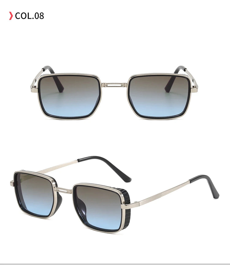 MACKENZIE UV400 UNISEX RETRO RECTANGLE METAL FRAME SUNGLASSES