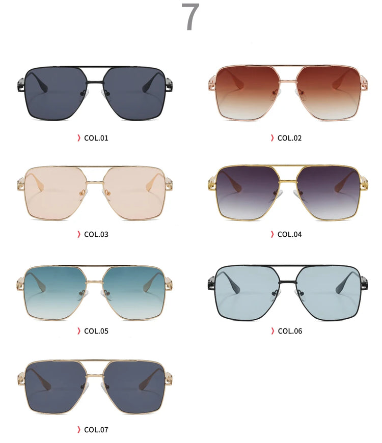 Cyrus Unisex Retro Double Bridge Metal Frame Aviator Sunglasses