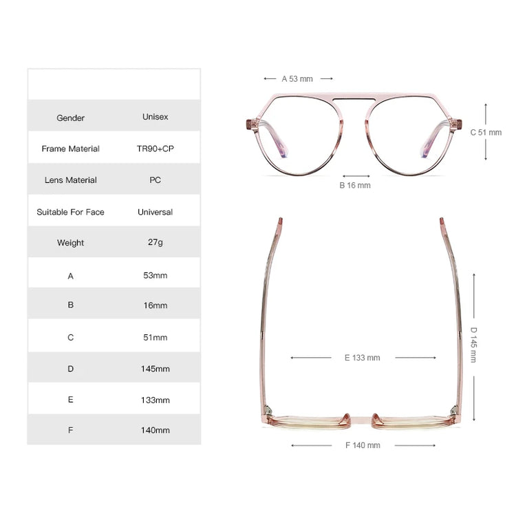 Ivy Women's Flat Top Pilot Frame TR90 Anti Blue Light Glasses