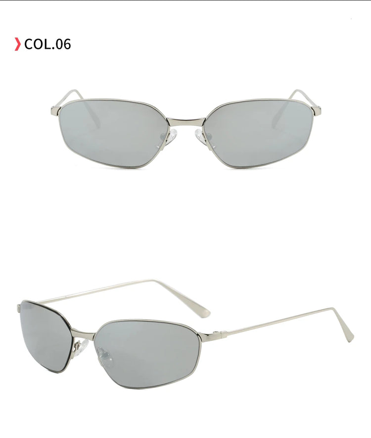 Cipher Retro Rectangle Frame UV400 Unisex Sunglasses