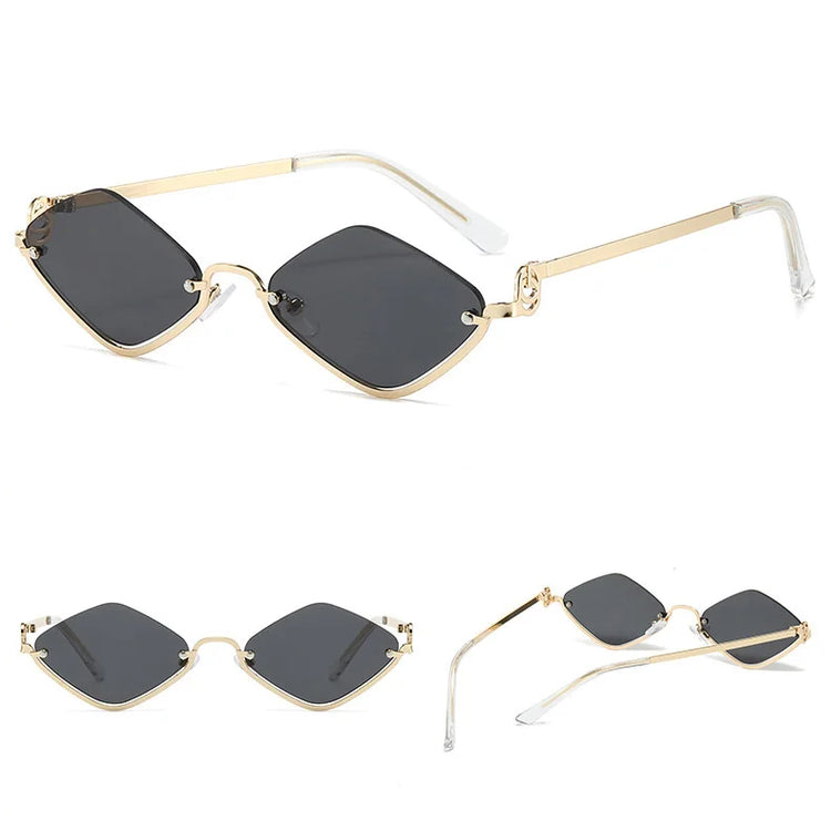Aura Women's Small Retro Diamond Lens Sunglasses