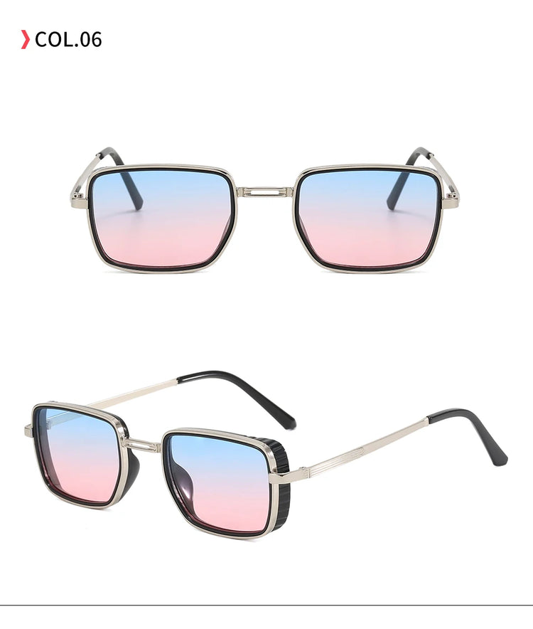 MACKENZIE UV400 UNISEX RETRO RECTANGLE METAL FRAME SUNGLASSES