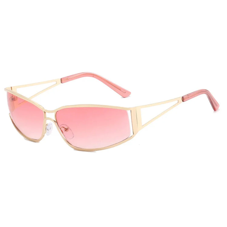 CORRIE UV400 WOMENS RECTANGULAR METAL SHIELD FRAME SUNGLASSES