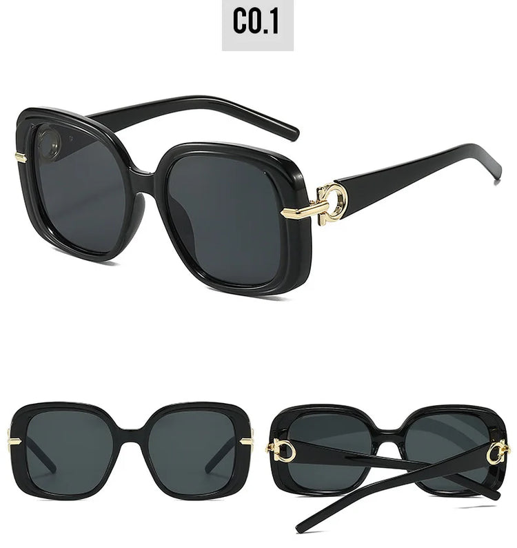 Nadia Women's Retro Oversized Gradient UV400 Square Frame Sunglasses