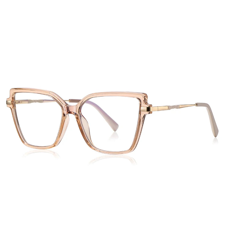 ALAINE GOLD DETAILED ANTI BLUE LIGHT CAT EYE FRAME GLASSES