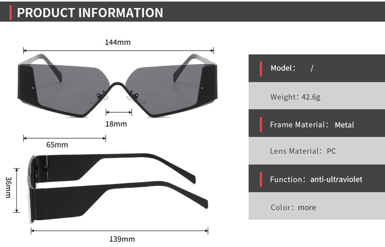 CASSIDY UNISEX RIMLESS NARROW GRADIENT LENS SUNGLASSES