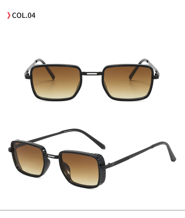 MACKENZIE UV400 UNISEX RETRO RECTANGLE METAL FRAME SUNGLASSES