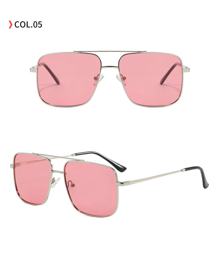 Influence Retro Double Bridge Gradient UV400 Square Frame Unisex Sunglasses