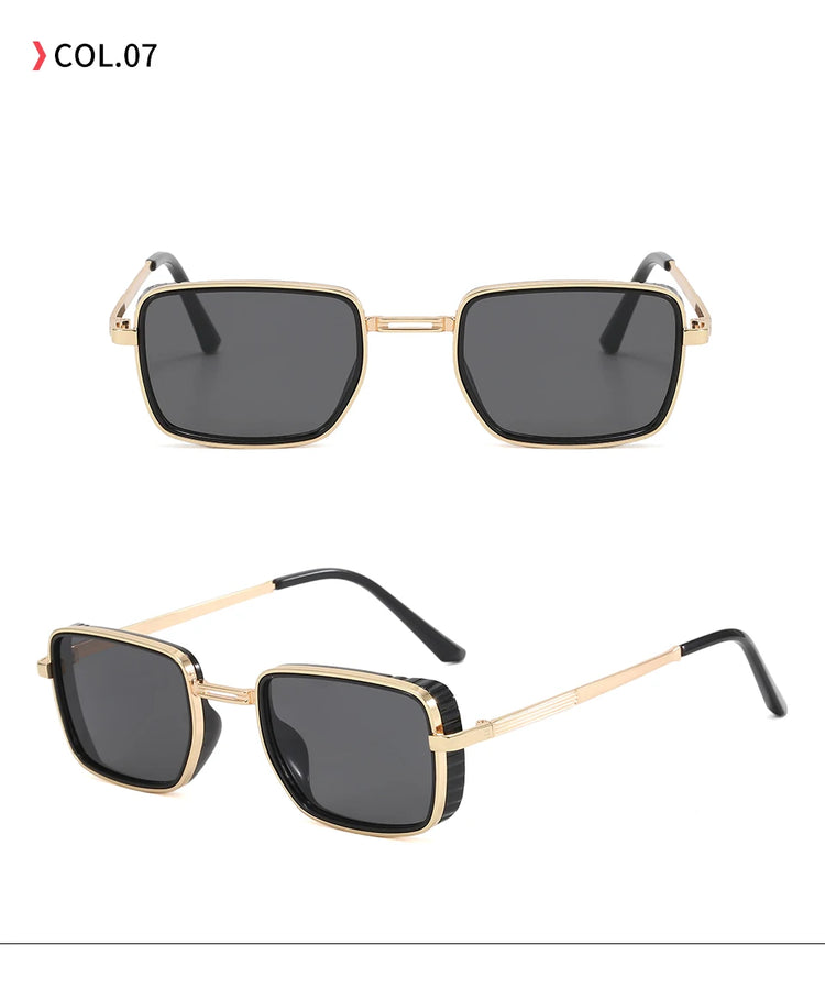 MACKENZIE UV400 UNISEX RETRO RECTANGLE METAL FRAME SUNGLASSES