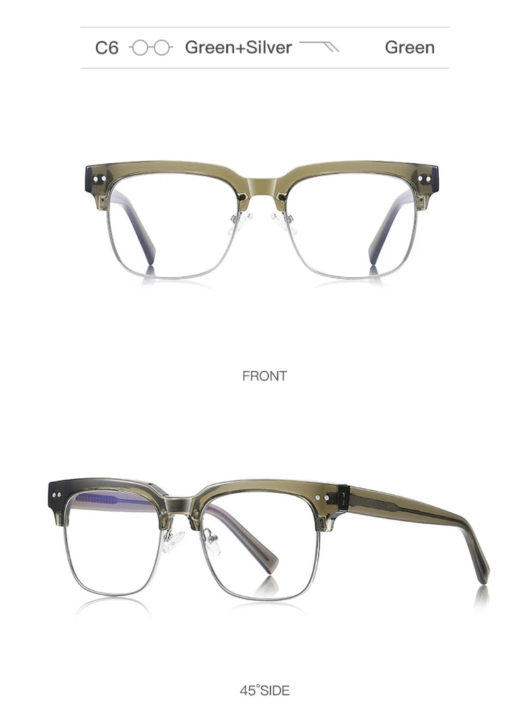 Isla Unisex Half-Rim Square Cat Eye Frame Anti-Blue Light Glasses