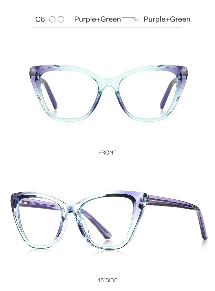ANGELA WOMEN'S ANTI BLUE LIGHT CAT EYE FRAME GLASSES