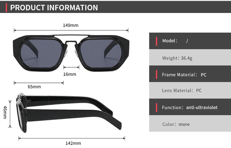 JAYDEN MEN'S RECTANGLE FRAME FLAT TOP UV400 SUNGLASSES