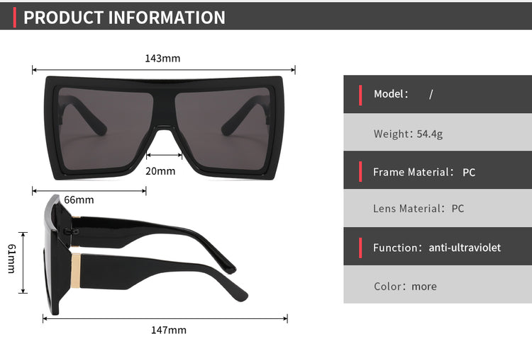 KIT BOLD FRAME OVERSIZED UNISEX FLAT TOP SUNGLASSES