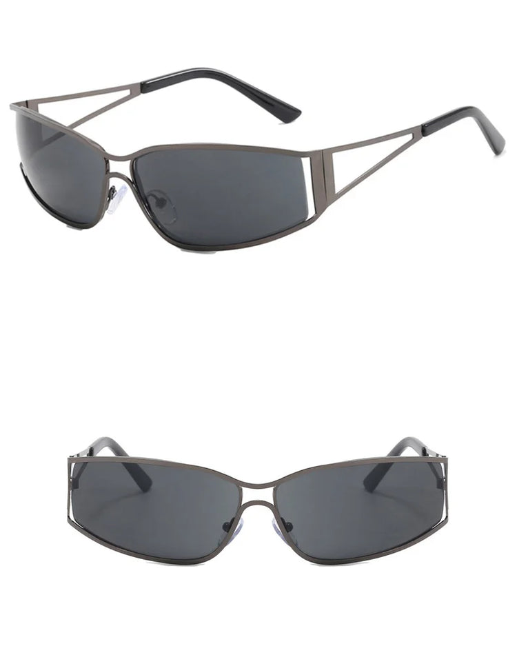 CORRIE UV400 WOMENS RECTANGULAR METAL SHIELD FRAME SUNGLASSES