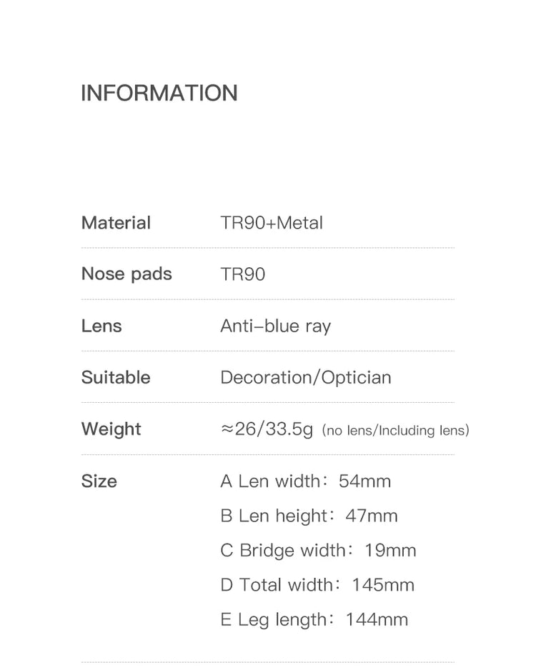 Isla Unisex Half-Rim Square Cat Eye Frame Anti-Blue Light Glasses