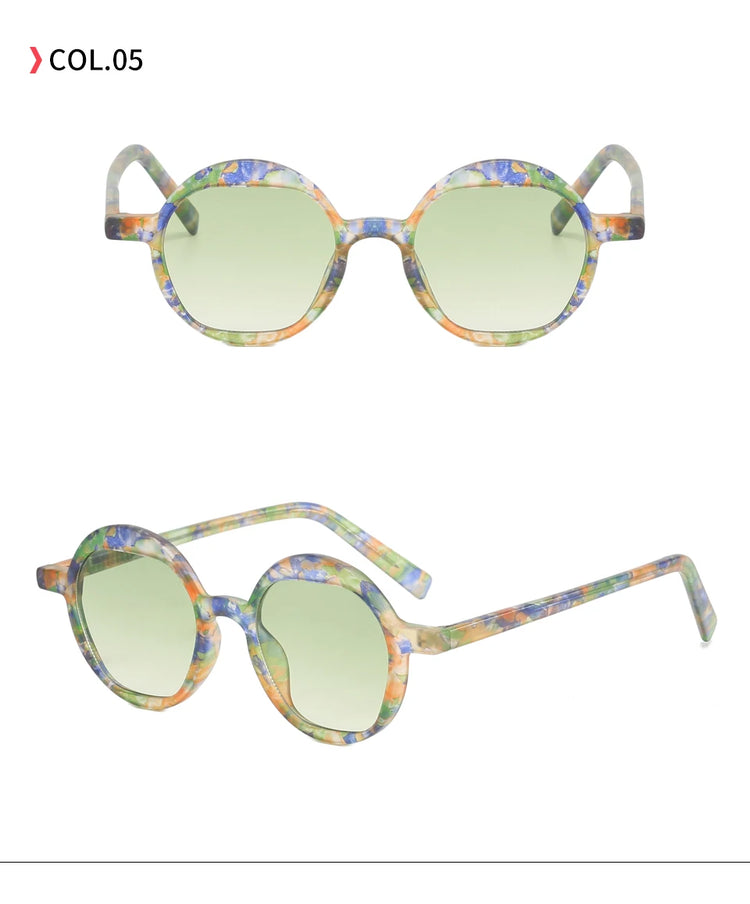 HUGHES WOMENS RETRO ROUND FRAME UV400 SUNGLASSES