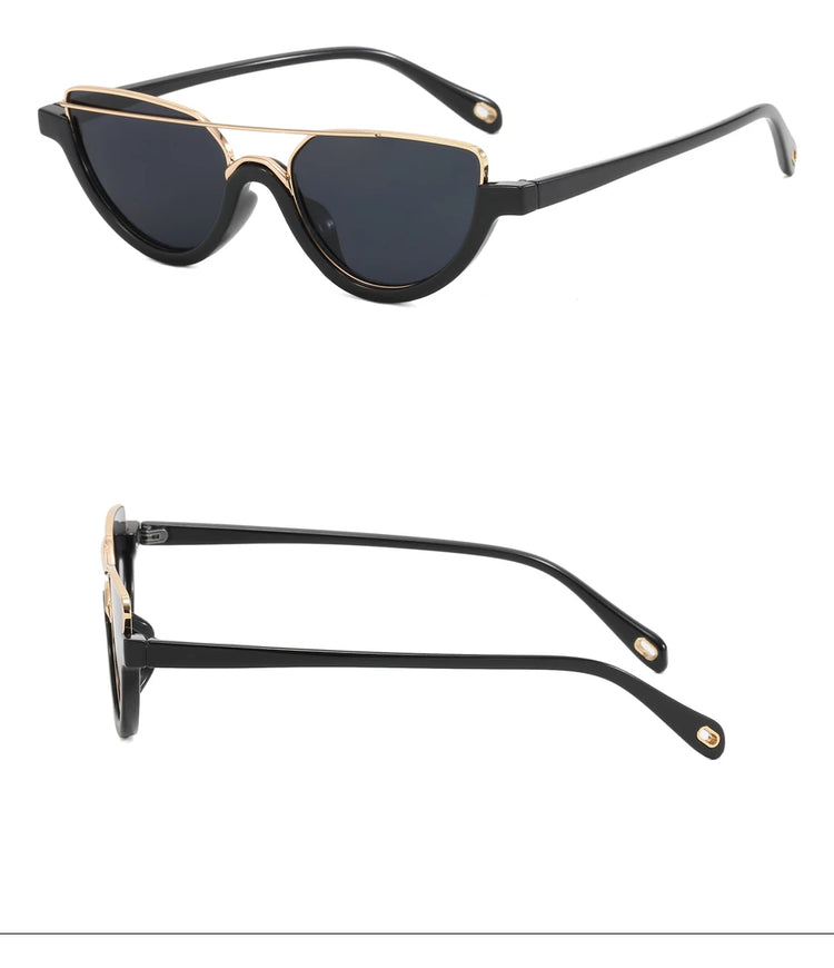 Bianca Womens UV400 Y2K Gold Detail Oval Half Frame Fashion Sunglasses