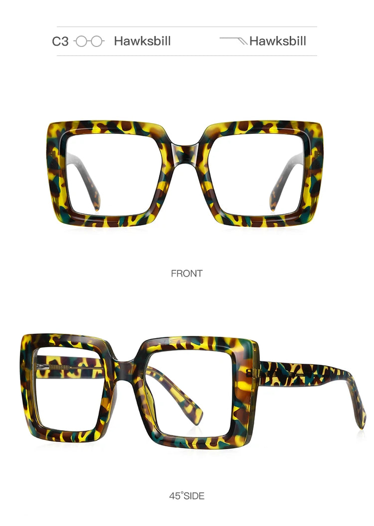 BECKY BLOCK FRAME WOMEN'S OVERSIZED ANTI-BLUE LIGHT OPTICAL GLASSES