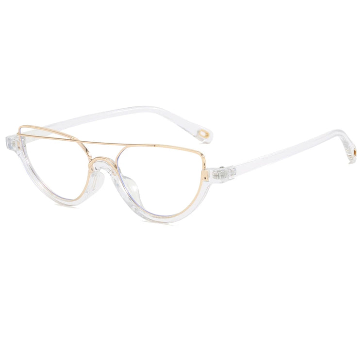 Bianca Womens UV400 Y2K Gold Detail Oval Half Frame Fashion Sunglasses