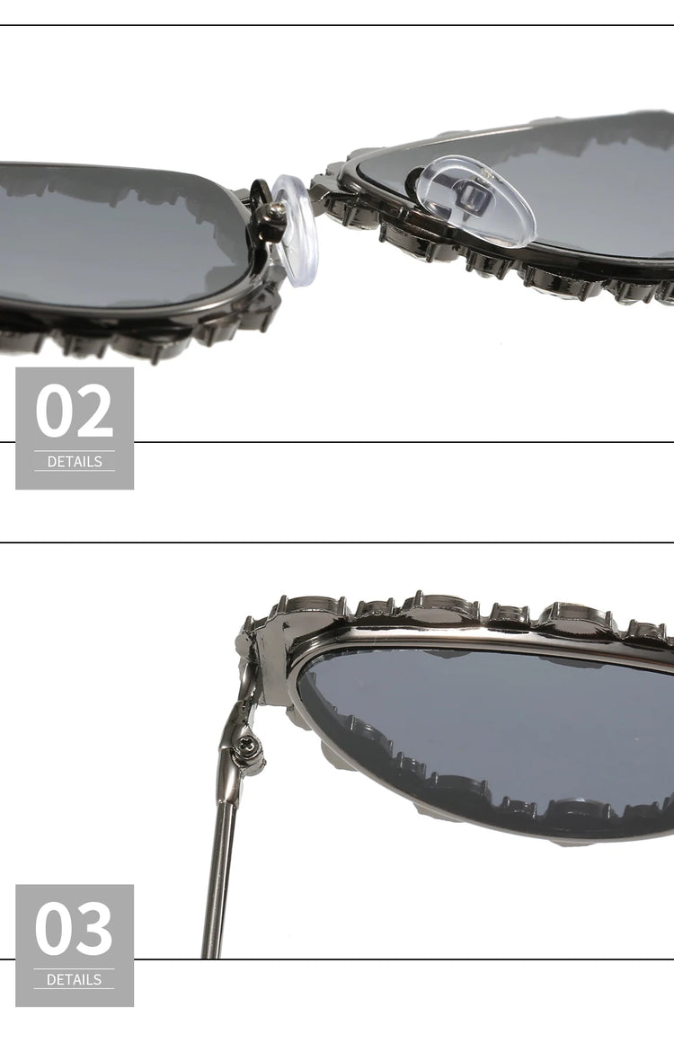SHAREEN WOMEN'S RHINESTONE DETAILED CAT EYE FRAME SUNGLASSES