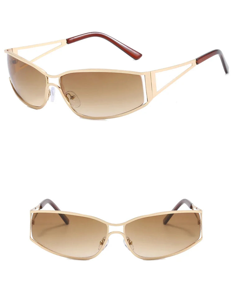 CORRIE UV400 WOMENS RECTANGULAR METAL SHIELD FRAME SUNGLASSES