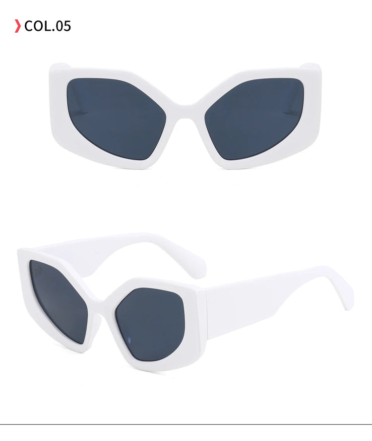LAILA UNISEX OVERSIZED POLYGON CAT EYE UV400 CHUNKY FRAME SUNGLASSES
