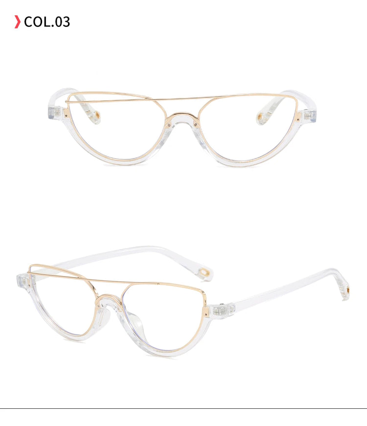 Bianca Womens UV400 Y2K Gold Detail Oval Half Frame Fashion Sunglasses