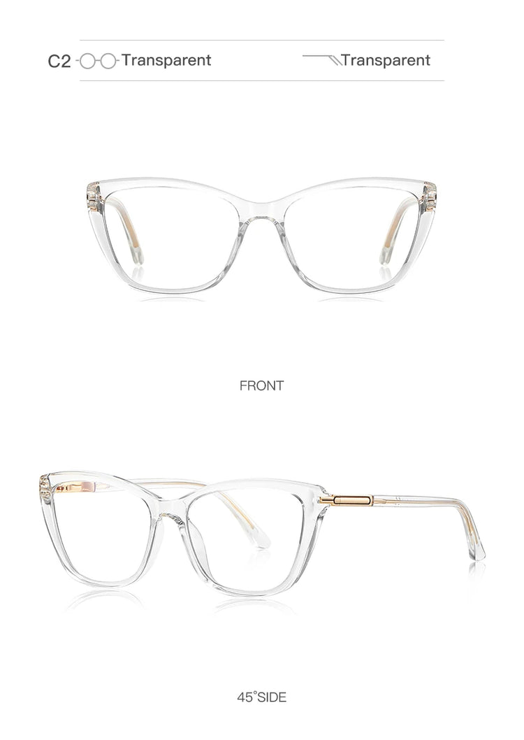Muse Women's Transparent Anti-Blue Light Cat-Eye Glasses