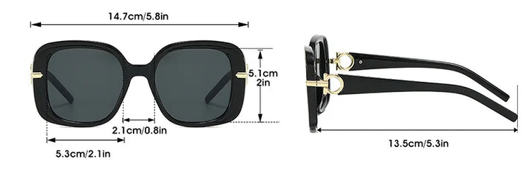 Nadia Women's Retro Oversized Gradient UV400 Square Frame Sunglasses
