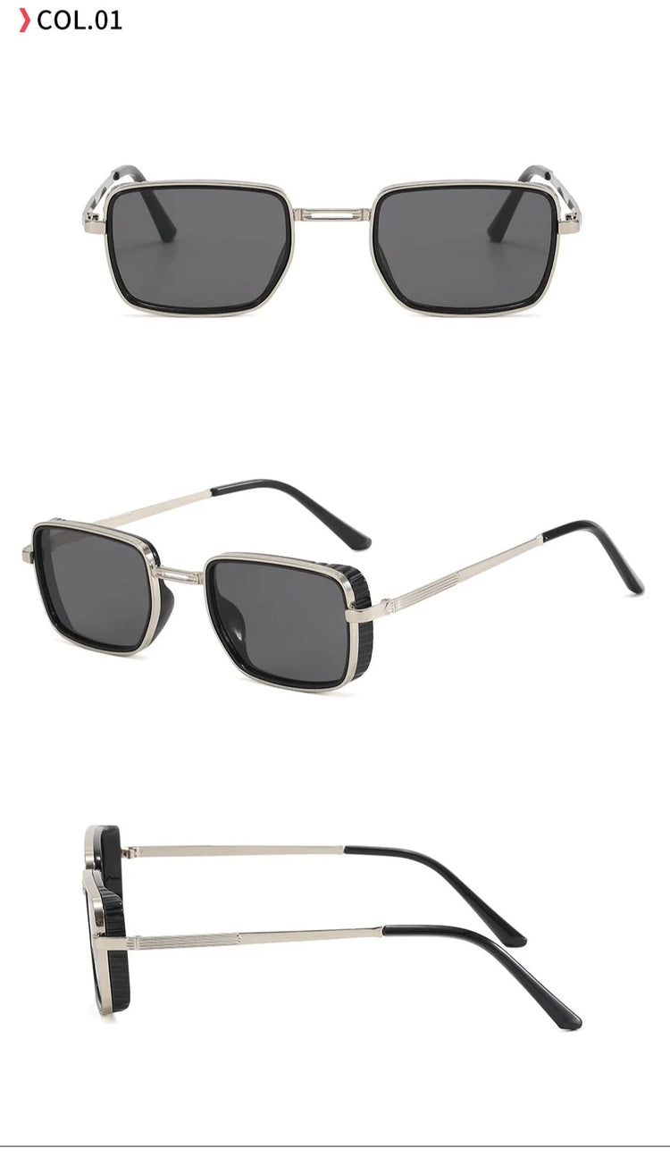 MACKENZIE UV400 UNISEX RETRO RECTANGLE METAL FRAME SUNGLASSES