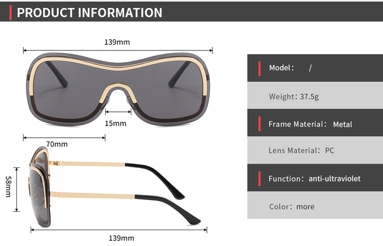 MURRAY UNISEX OVERSIZED RIMLESS Y2K SUNGLASSES