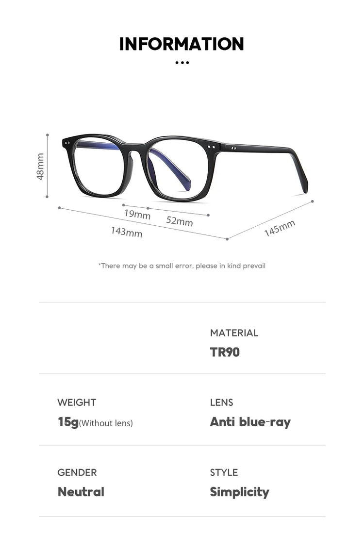 Lyric Unisex Square Frame Anti-Blue Light Glasses