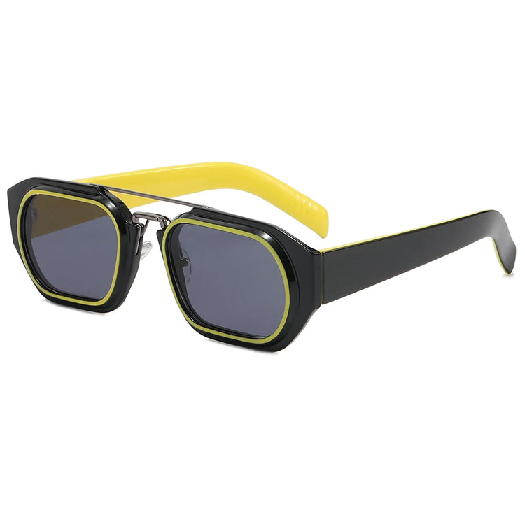 JAYDEN MEN'S RECTANGLE FRAME FLAT TOP UV400 SUNGLASSES