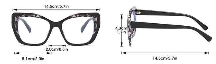 MARIA WOMEN'S TWO-TONE ANTI BLUE LIGHT CAT EYE FRAME GLASSES
