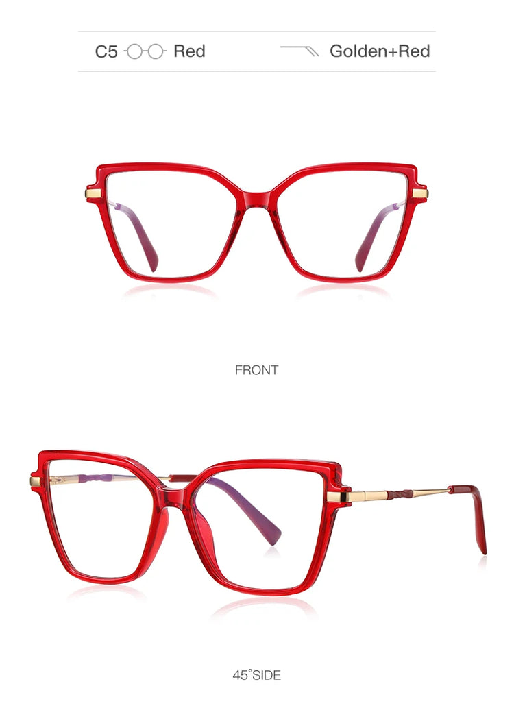 ALAINE GOLD DETAILED ANTI BLUE LIGHT CAT EYE FRAME GLASSES