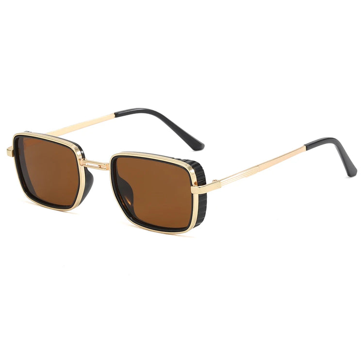 MACKENZIE UV400 UNISEX RETRO RECTANGLE METAL FRAME SUNGLASSES