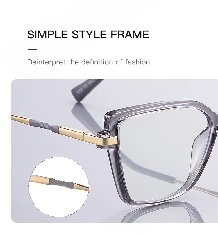 ALAINE GOLD DETAILED ANTI BLUE LIGHT CAT EYE FRAME GLASSES
