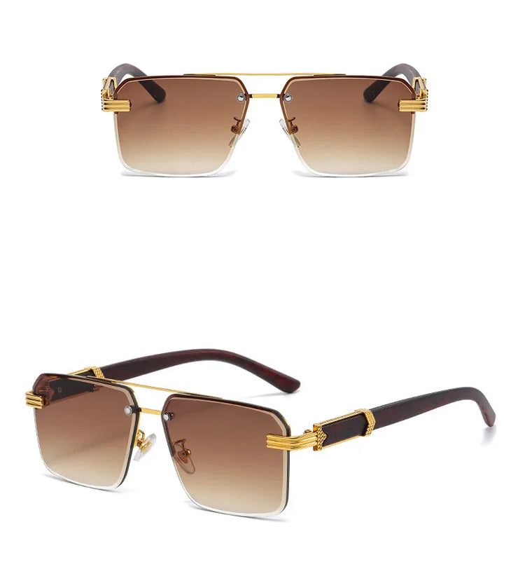 Pierre Unisex Rimless Square UV400 Sunglasses