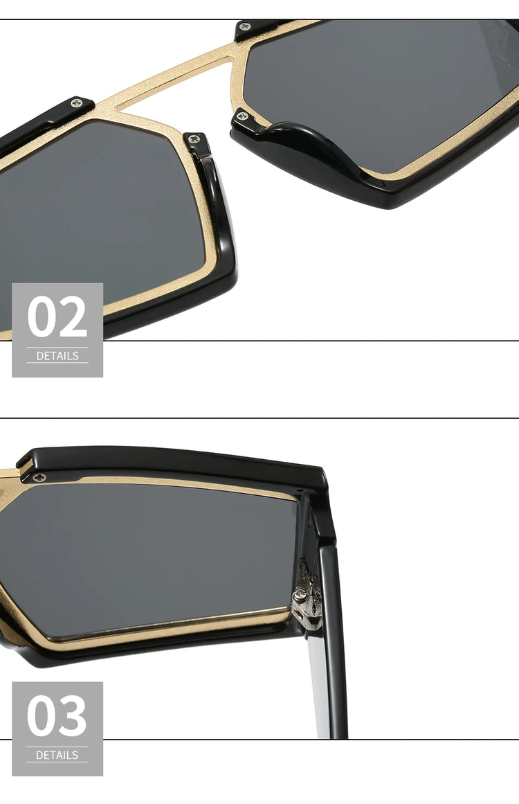 MITCHELL OVERSIZED UNISEX UV400 BOLD RECTANGULAR FRAME SUNGLASSES