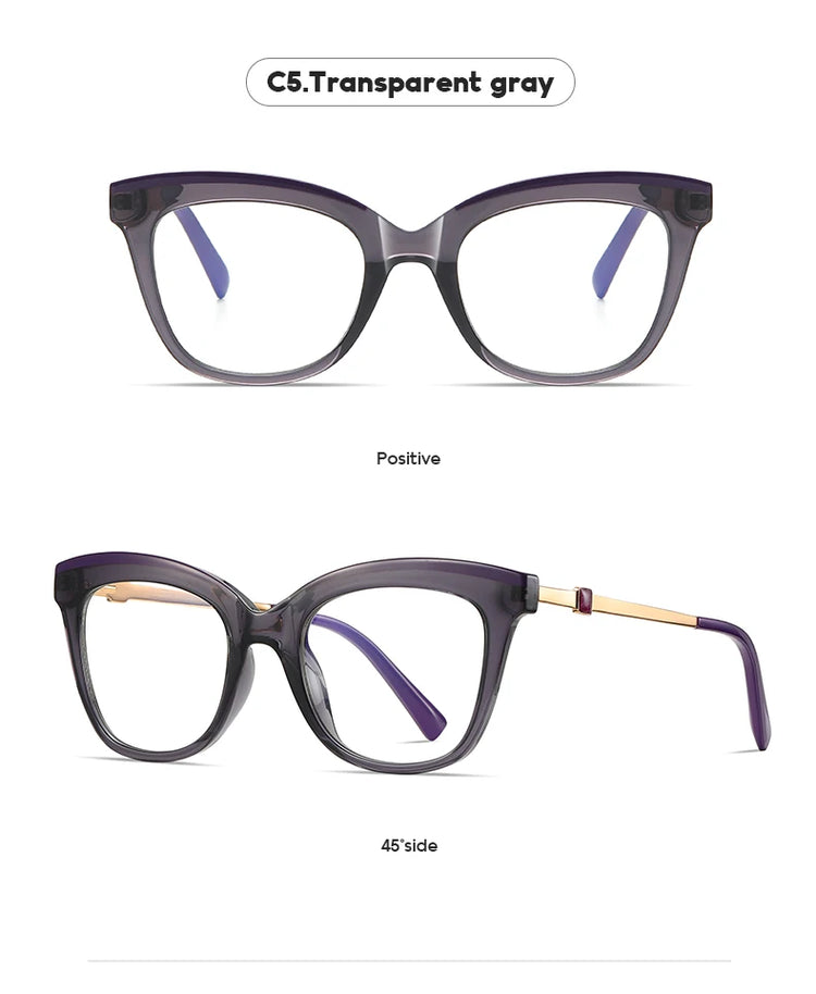 CELIN GOLD DETAIL ANTI BLUE LIGHT CAT EYE FRAME GLASSES