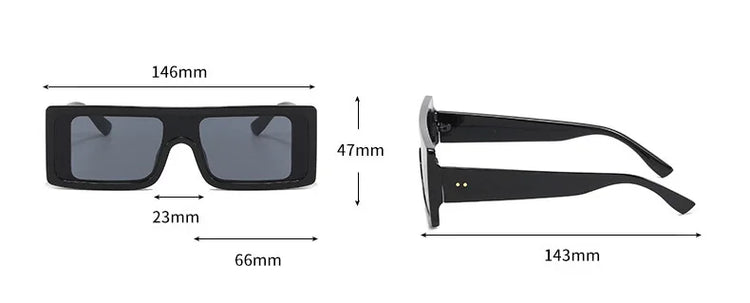 TOKYO UNISEX FLAT-TOP RECTANGULAR FRAME UV400 SUNGLASSES