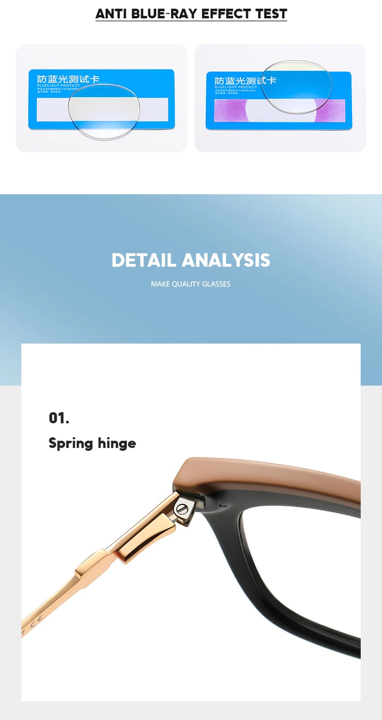 CELIN GOLD DETAIL ANTI BLUE LIGHT CAT EYE FRAME GLASSES