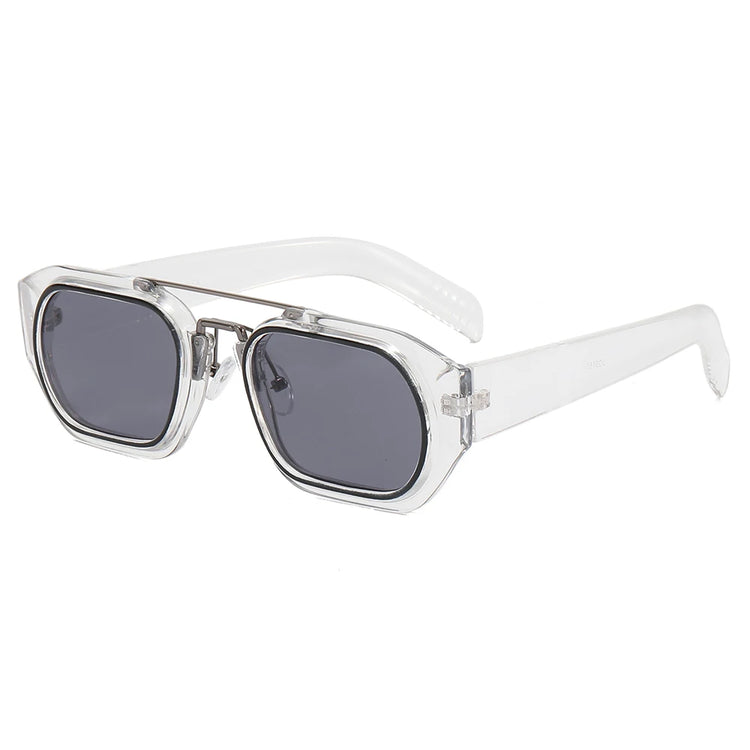 JAYDEN MEN'S RECTANGLE FRAME FLAT TOP UV400 SUNGLASSES