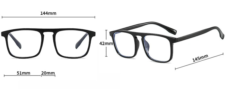 BERES RECTANGLE FRAME UNISEX ANTI-BLUE LIGHT BLOCKING GLASSES