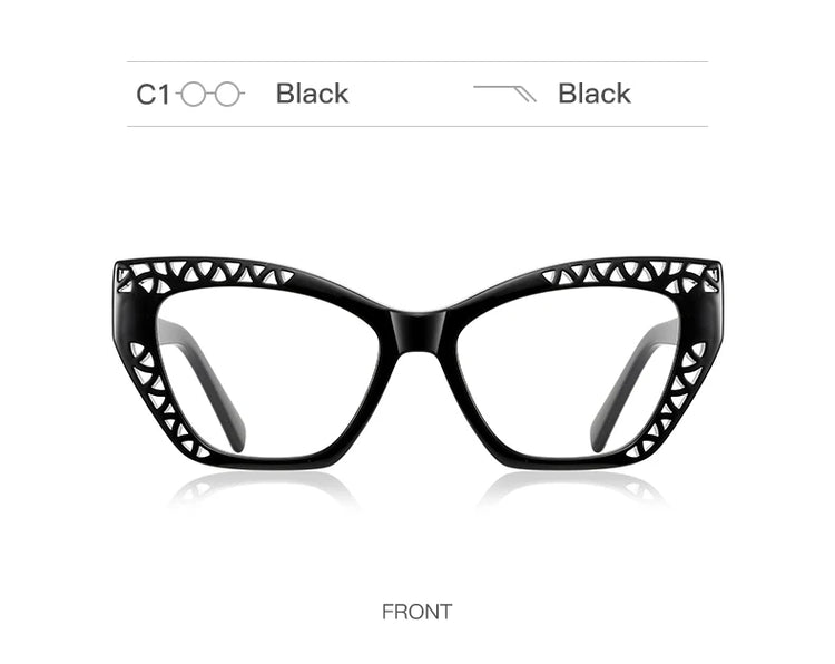 ROBYN WOMEN'S ANTI BLUE LIGHT LASER CUT DETAIL CAT EYE FRAME GLASSES